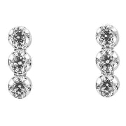 Beginnings Triple Gemstone Drop Stud Earrings - Silver