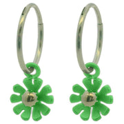 ti2-titanium-ten-petal-flower-charm-hoop-earrings---green-34455949