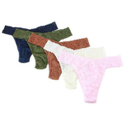 Hanky Panky Signature Lace 5 Pack Original Rise Thongs - Marshmallow/Bliss/Boysenberry/Navy/Macchiato