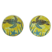 Ti2 Titanium Small Turtle Stud Earrings - Yellow
