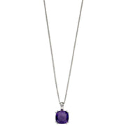Elements Silver Cushion Amethyst Pendant - Silver/Purple