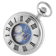 Woodford Chrome Plated Quartz Moon Dial Pocket Watch - Silver