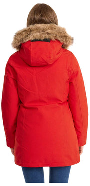 Helvetica Mountain Pioneers Lilli Hooded Parka Jacket - Red/Natural