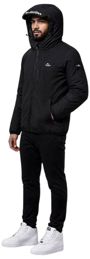 Helvetica Mountain Pioneers Eyeblock Hooded Windbreaker Jacket - Black