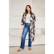 Elie Beaumont Serendipity Long Kimono - Midnight Blossom Blue