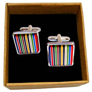 Bassin and Brown Striped Enamel Cufflinks - Multi-colour