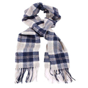 Locharron of Scotland Bowhill Bannockbane Grey Lambswool Tartan Scarf - Grey/Blue