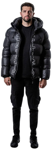 Helvetica Mountain Pioneers Silver 2 Hooded Down Jacket - Black