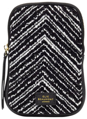 Elie Beaumont Velvet Phone Bag - Black Chevron/White