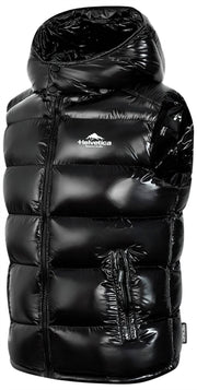 Helvetica Mountain Pioneers Space Sleeveless Hooded Jacket - Black