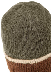Dents Rib Knit Wool Beanie Hat - Olive Green