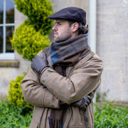 Dents Grafham Herringbone Tweed Flat Cap - Chocolate Brown