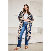 Elie Beaumont Serendipity Long Kimono - Midnight Blossom Blue
