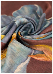 Powder Iris Wool Wrap Scarf - Blue
