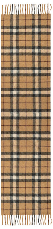 Dents Plaid Check Tassel Scarf - Beige