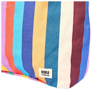 Roka Hoxton Large Cotton Canvas Shoulder Bag - Wide Multi Stripe