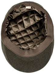 Dents Grafham Herringbone Tweed Flat Cap - Forest Green