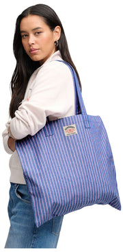 Superdry & Co Oxford Stripe Tote Bag - Broker Navy/Pink Stripe