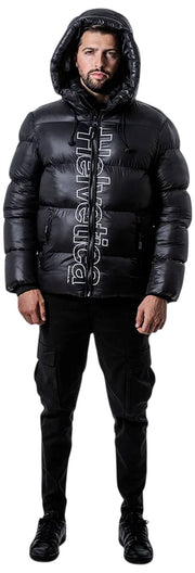 Helvetica Mountain Pioneers Silver 2 Hooded Down Jacket - Black