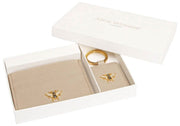 Alice Wheeler London Bow Card Holder and Keyring Gift Set - Stone Beige