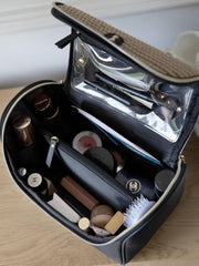 Stackers Large Cosmetic Case - Black Raffia
