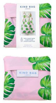 Kind Bag London Medium Reusable Bag - Palms Pink/Green