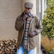 Dents Plaid Check Tassel Scarf - Beige