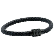 david-van-hagen-ribbed-clasp-leather-bracelet---black-34515600