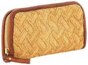 Campomaggi Veracruz Straw Leather Purse - Natural Beige/Cognac Tan