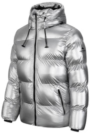 Helvetica Mountain Pioneers Cosmos Hooded Down Jacket - Silver