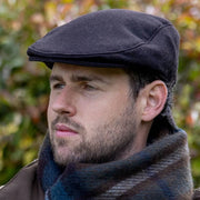 Dents Grafham Herringbone Tweed Flat Cap - Chocolate Brown