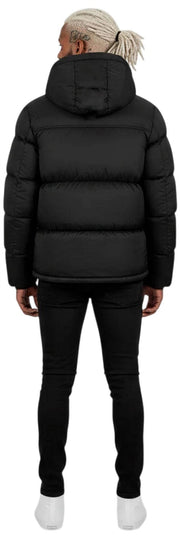 Helvetica Mountain Pioneers Middle Block Hooded Down Jacket - Black