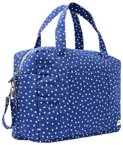 Roka Somerset Large Cotton Canvas Baby Bag - Navy Polka Dot