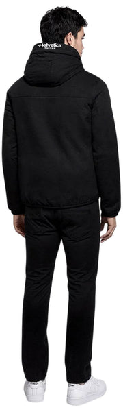 Helvetica Mountain Pioneers Eyeblock Hooded Windbreaker Jacket - Black