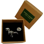 Bassin and Brown Dinosaur Lapel Pin - Silver