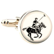 Bassin and Brown Round Horse Polo Cufflinks - White/Black