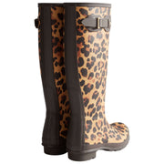 Hunter Original Tall Leopard Wellington Boots - Beige/Chocolate Brown