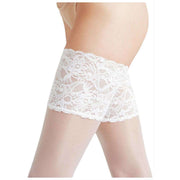 Falke Seidenglatt 15 Den Stay Up Transparent Floral Stockings - White