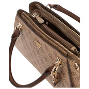 GUESS Noelle II Luxury Satchel Bag - Latte Brown Logo