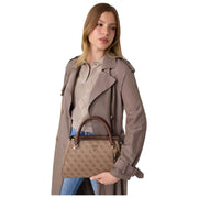 GUESS Noelle II Luxury Satchel Bag - Latte Brown Logo