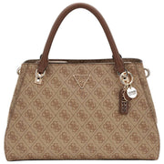 GUESS Noelle II Luxury Satchel Bag - Latte Brown Logo