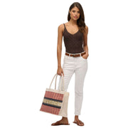Superdry & Co Luxe Embroidered Tote Bag - Ecru White/Red/Gold