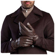Isotoner Water Repellent 3 Point Smartouch Leather Gloves - Chocolate Brown