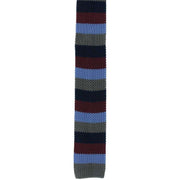 Michelsons of London Striped Skinny Silk Knitted Tie - Grey