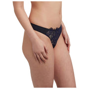 Skarlett Blue Entice Front Lace Thong - Black/Midnight Navy