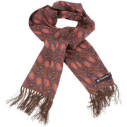 Knightsbridge Neckwear Paisley Silk Scarf - Brown/Orange