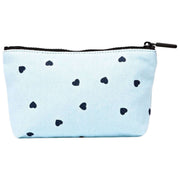 Roka Maida Vale Small Cotton Canvas Pouch - Heart Print Blue