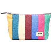 Roka Maida Vale Small Cotton Canvas Pouch - Wide Multi Stripe