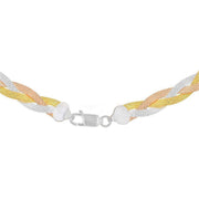 KJ Beckett Textured Plait Herringbone Necklace - Silver/Gold/Rose Gold