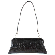 Vivienne Westwood Jane Croc Effect Frame Purse Bag - Black